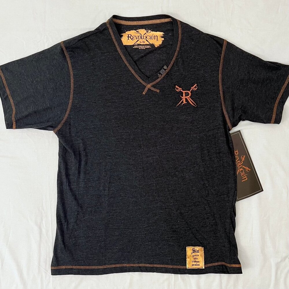 Revolucion Men’s Vintage Y2K T-Shirt, Charcoal Heather, Size Large, NWT